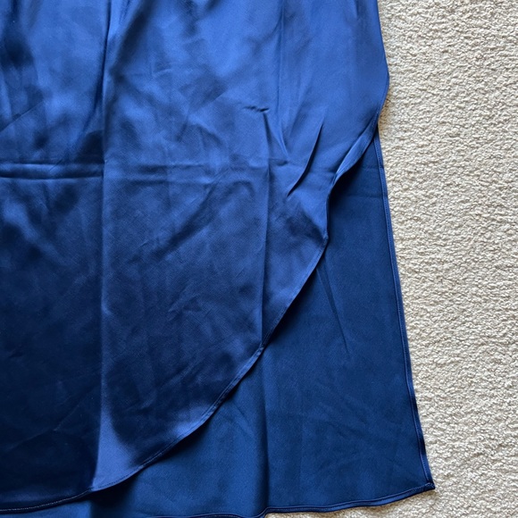 Abercrombie & Fitch One-Shoulder Satin Knotted Midi Dress Royal Blue Medium New - Picture 9 of 16